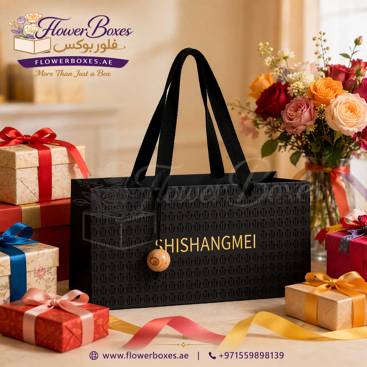Premium Rectangular Paper Bag with UV Spot & Gold Foil