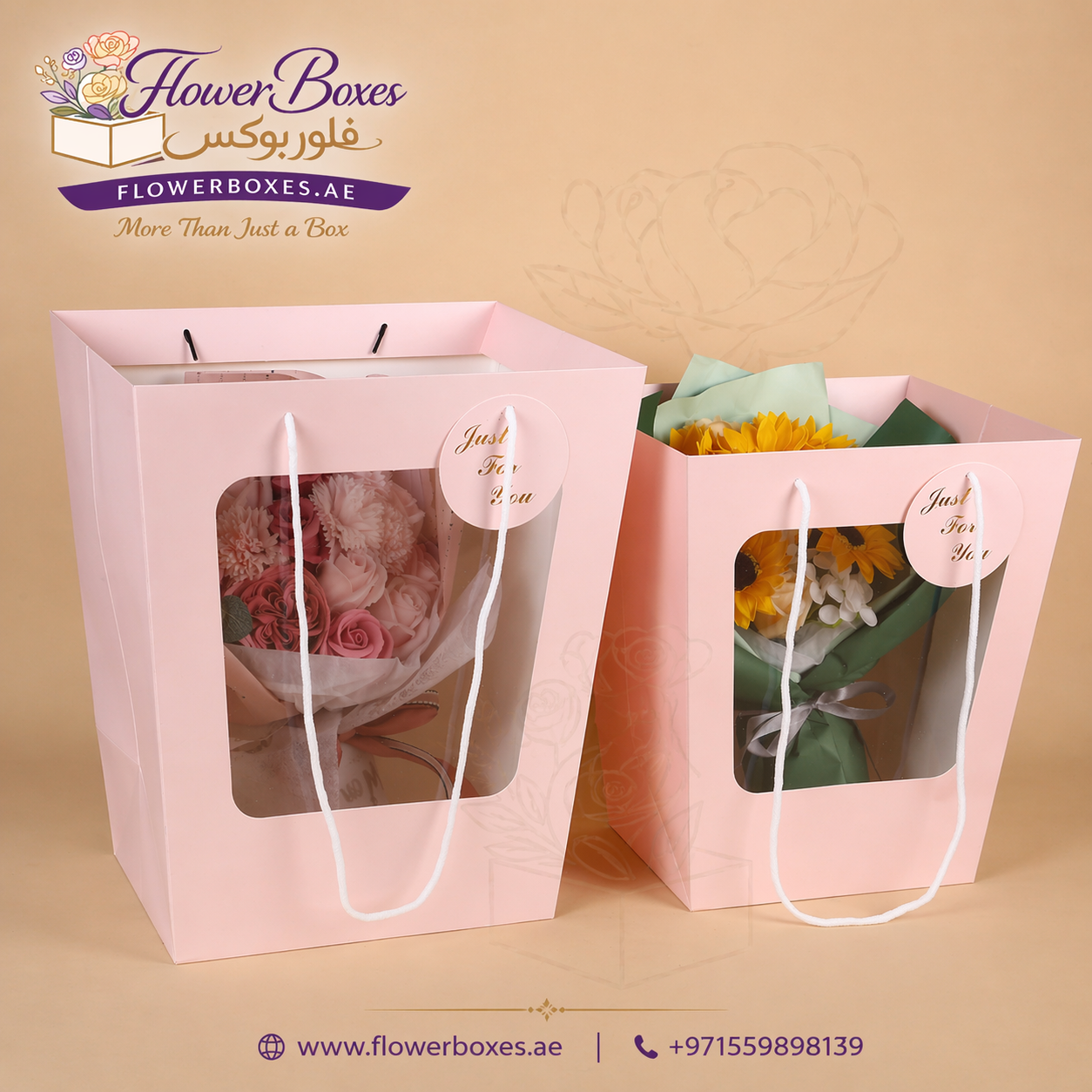 Premium V-Shape Floral Bags with Clear Window