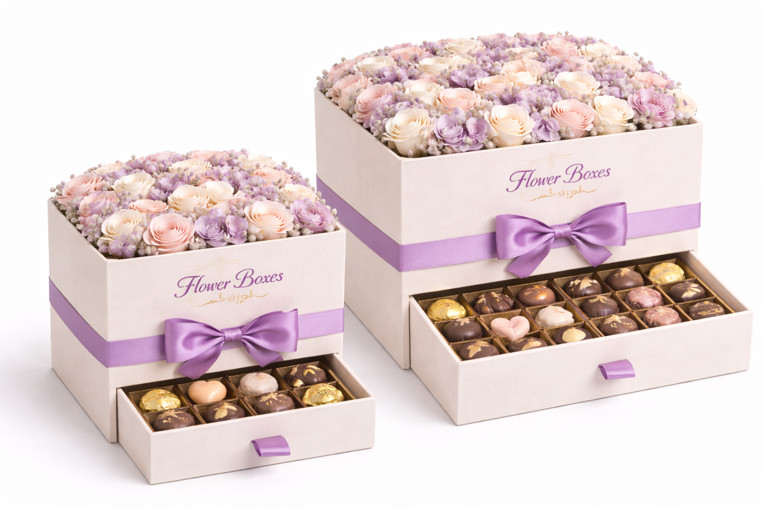 Square Flower Box with Chocolate Drawer Style