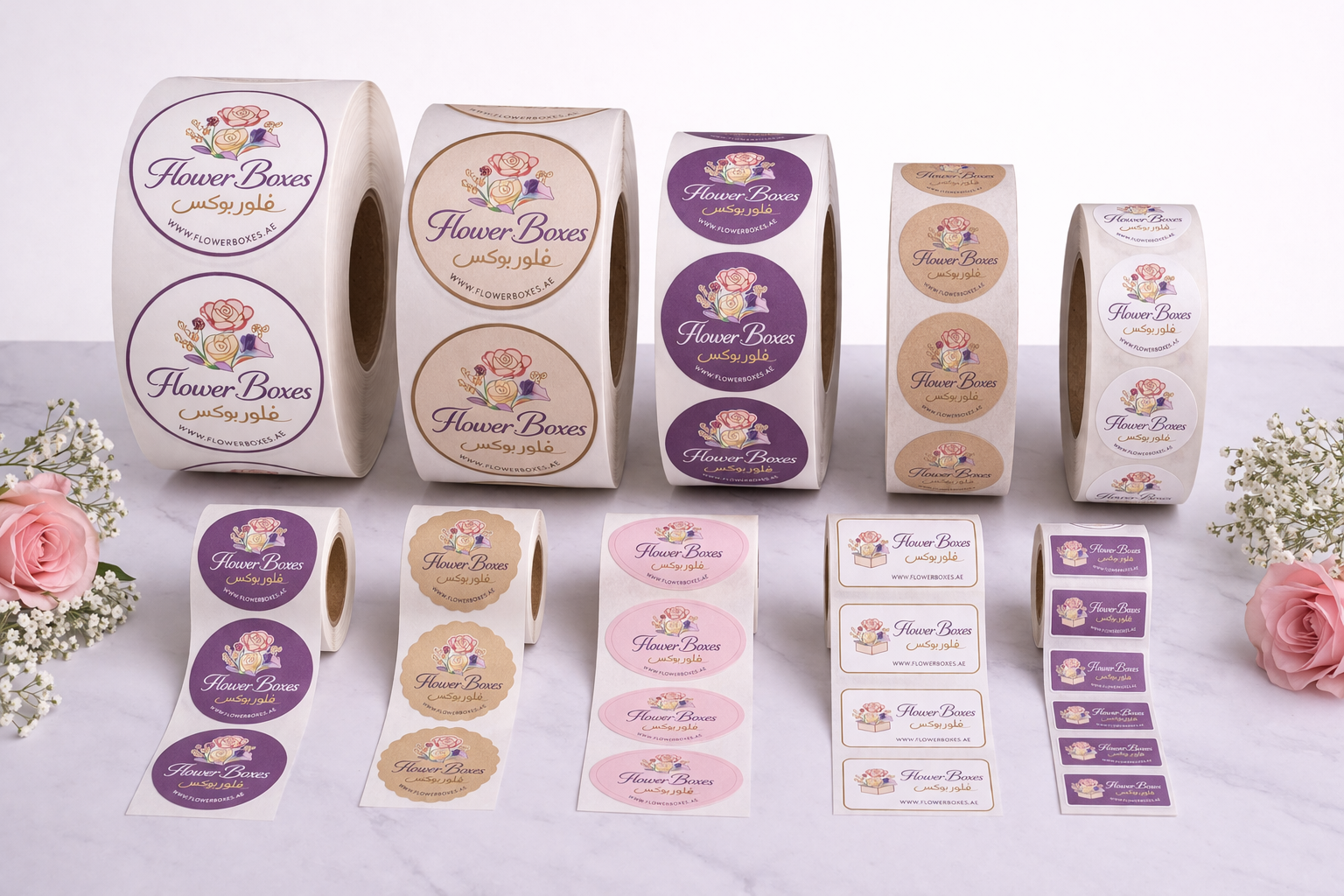 Sticker Rolls, Label Rolls & Round Floral Stickers